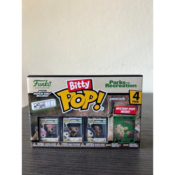 SEALED PARKS REC BITTY Ron Leslie April Janet Funko Pop 4-Pack W/ Mystery Chase - Picture 1 of 2